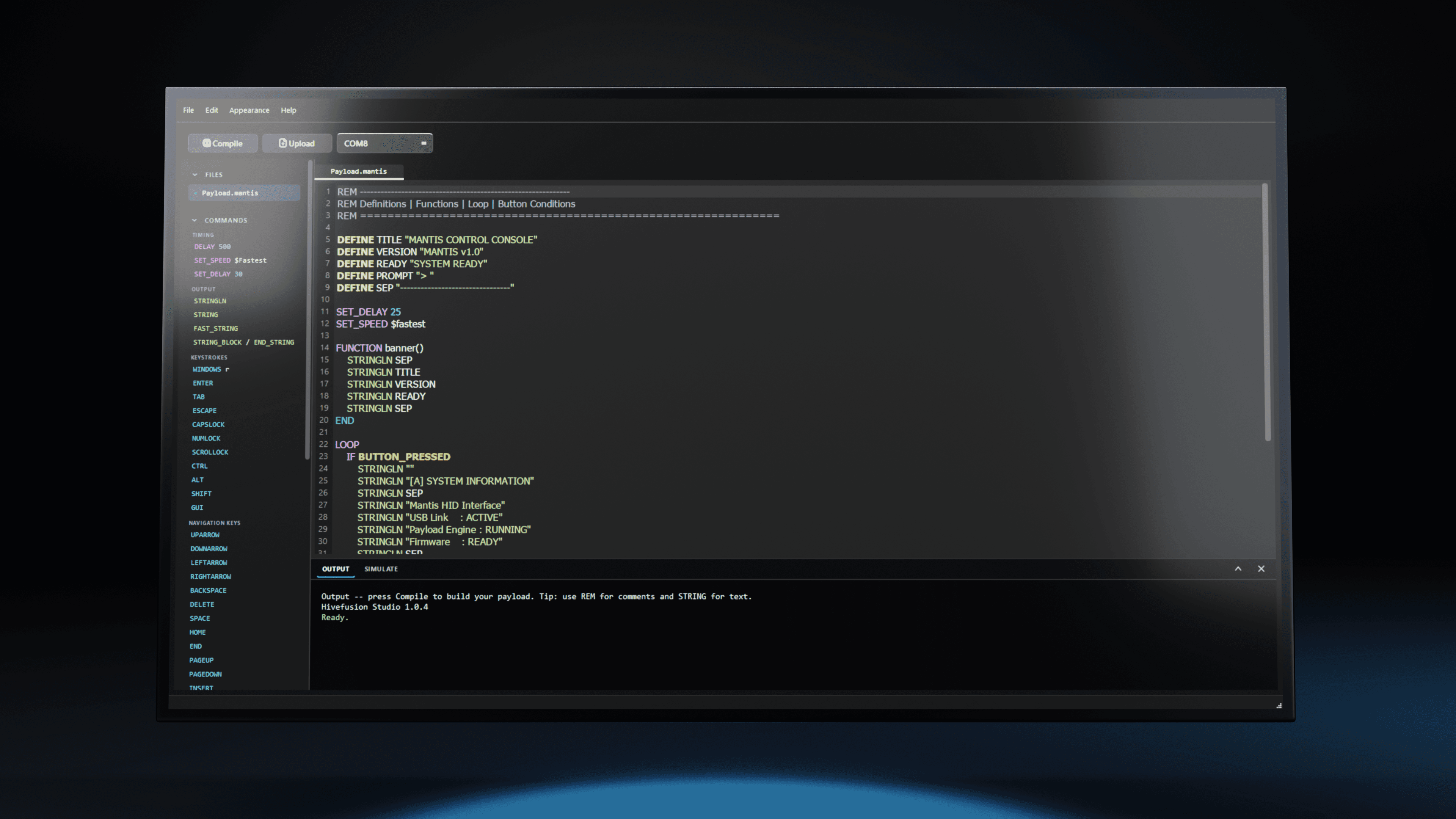 Karvi Studio compile and serial upload over COM port